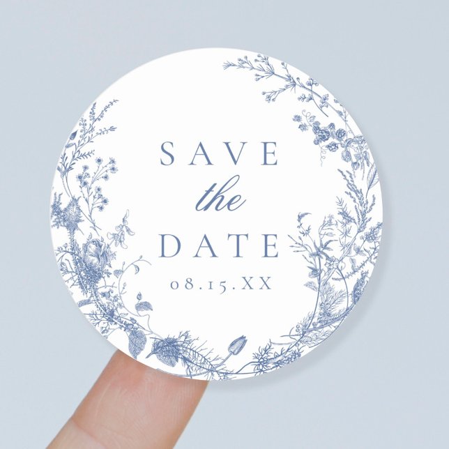 Classic Victorian French Wedding Save The Date Round Sticker (Creator Uploaded)