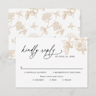 Classic Victorian Gold Meal Options Wedding RSVP Card