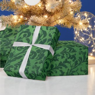 Classic Victorian Green Floral Birthday Gift Wrap