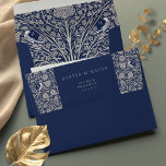 Classic Victorian-Inspired Wedding Envelope<br><div class="desc">The grandeur of a bygone era comes to life with this classic Victorian-inspired wedding envelope. A majestic navy blue base sets the stage for the cream botanical and floral artwork that graces both the front and back flaps. Two elegant lovebirds, perched amidst the foliage and marked with monograms, bring a...</div>