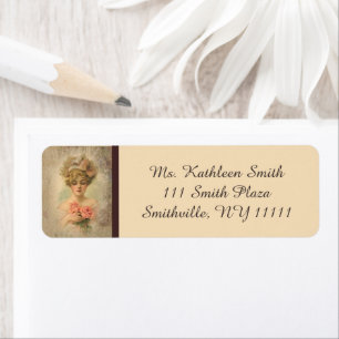 Classic Victorian Lady With Roses Address Labels