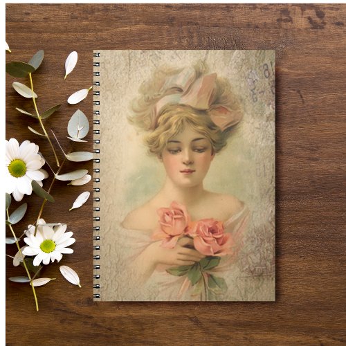 Classic Victorian Lady With Roses JournalNotebook Notebook