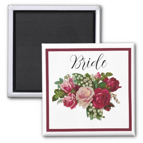 Classic Victorian Rose Lily Valley Bridesmaid Gift Magnet