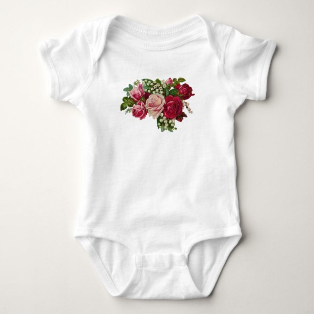 Classic Victorian Roses Lily of the Valley Romance Baby Bodysuit (Front)