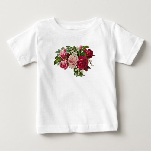 Classic Victorian Roses Lily of the Valley Romance Baby T_Shirt