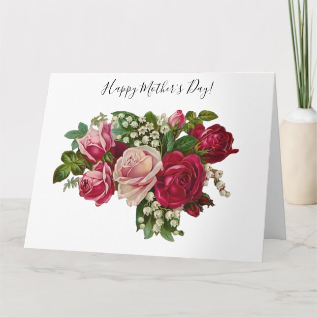 Classic Victorian Roses Lily of the Valley Romance Card (Front)