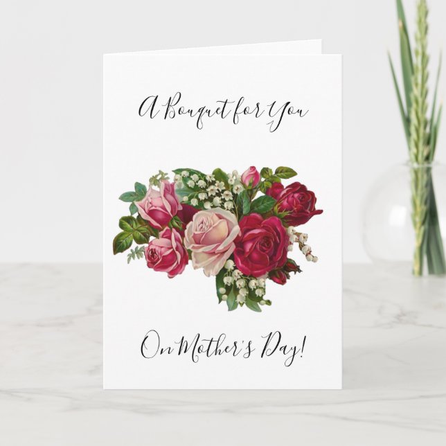 Classic Victorian Roses Lily of the Valley Romance Card (Front)