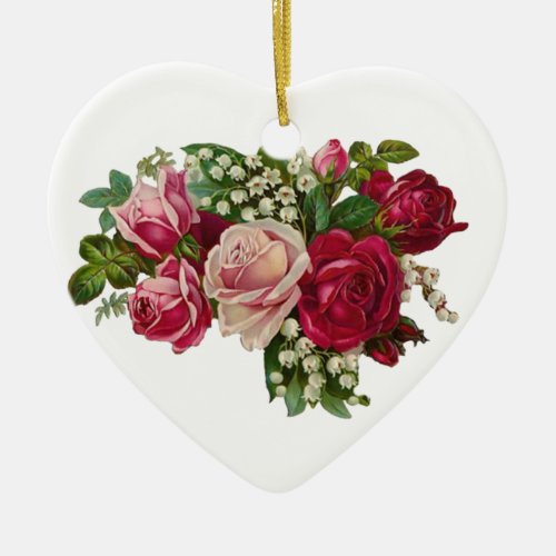 Classic Victorian Roses Lily of the Valley Romance Ceramic Ornament