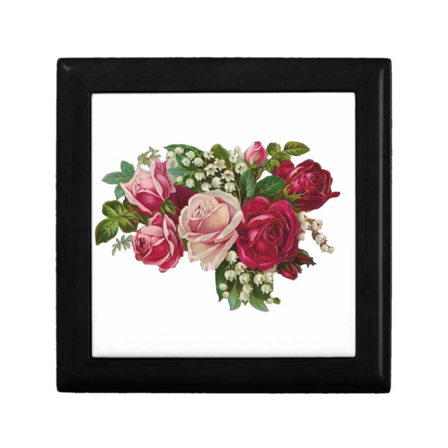 Classic Victorian Roses Lily of the Valley Romance Jewelry Box (Front)
