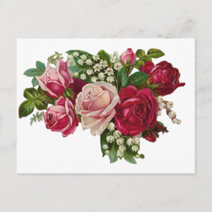 Classic Victorian Roses Lily of the Valley Romance Postcard