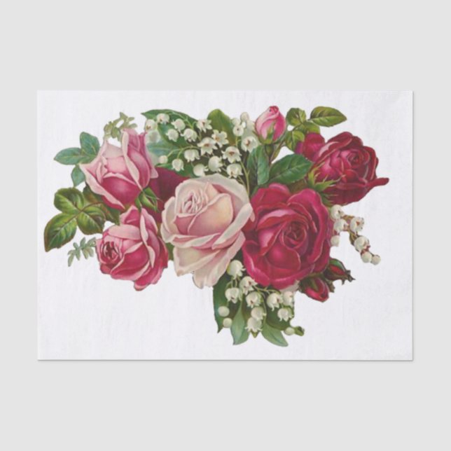 Classic Victorian Roses Lily of the Valley Romance Tissue Paper (Front)