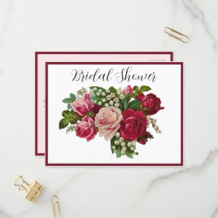 Classic Victorian Roses Lily Valley Bridal Shower Invitation Postcard
