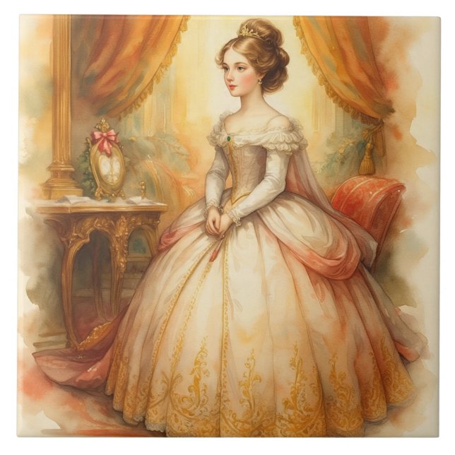 Classic ,Victorian Style, Beautiful Princess Ceramic Tile (Front)