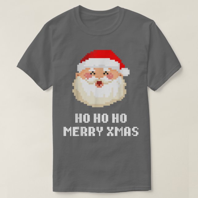 Classic Video Game Santa Ho Ho Ho Merry Xmas  T-Shirt (Design Front)