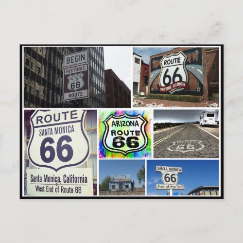 Classic views of the route 66 collage postcard