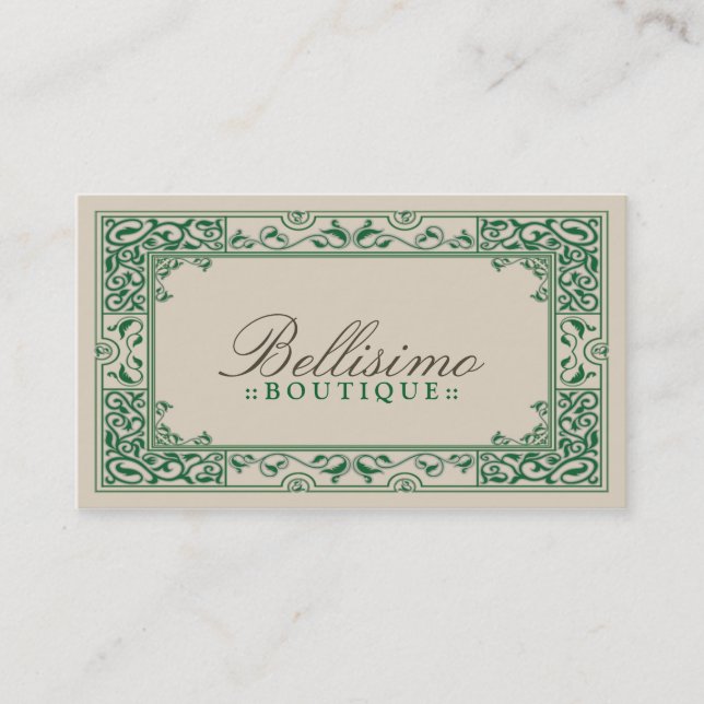 Classic Vignette Business Card Design (green) (Front)