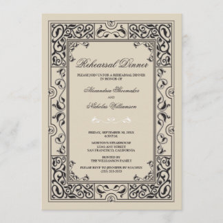 Classic Vignette Rehearsal Dinner Invite (black)