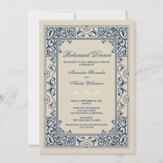 Classic Vignette Rehearsal Dinner Invite (blue)