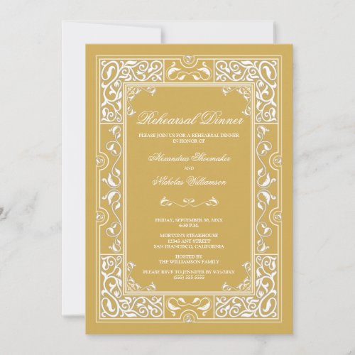 Classic Vignette Rehearsal Dinner Invite (gold)