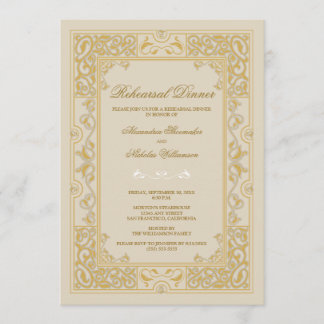 Classic Vignette Rehearsal Dinner Invite (gold)