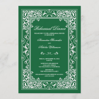 Classic Vignette Rehearsal Dinner Invite (green)