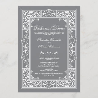 Classic Vignette Rehearsal Dinner Invite (grey)