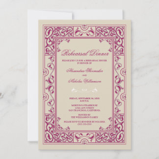 Classic Vignette Rehearsal Dinner Invite (magenta)