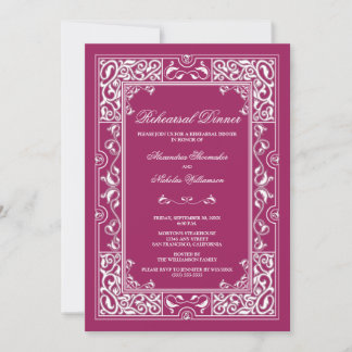 Classic Vignette Rehearsal Dinner Invite (magenta)