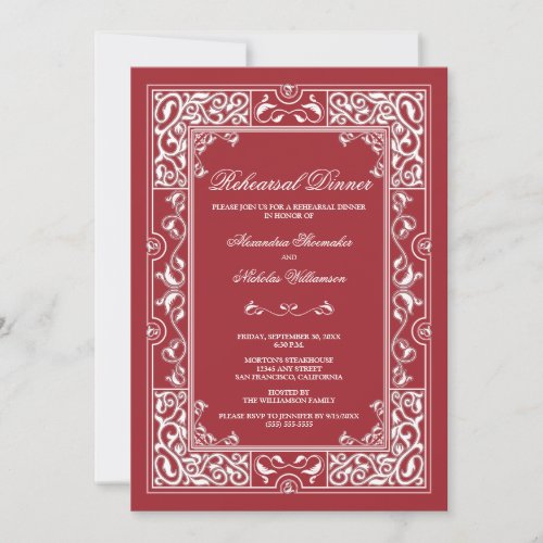 Classic Vignette Rehearsal Dinner Invite (red)