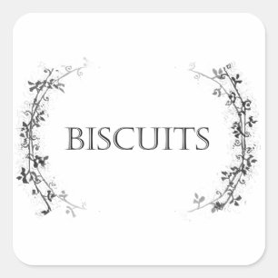 Classic Vine Design Biscuit Jar Labels Stickers