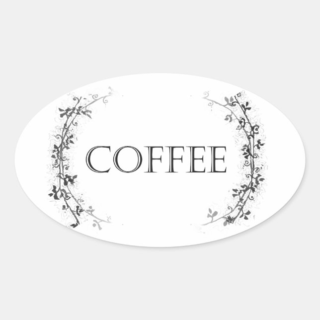 Classic Vine Design Coffee Jar Labels Stickers (Front)
