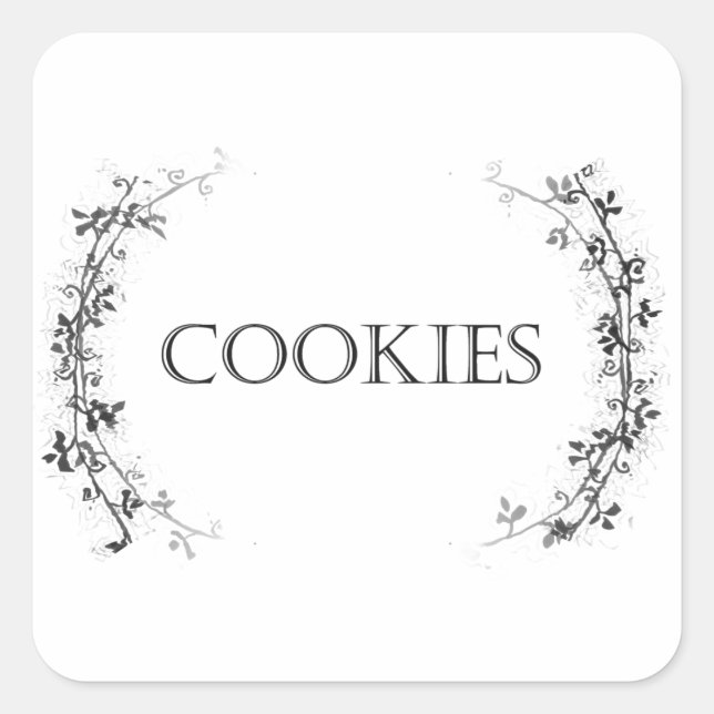 Classic Vine Design Cookie Jar Labels Stickers (Front)