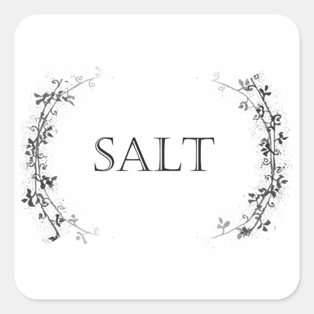 Classic Vine Design Salt Container Labels Stickers (Front)