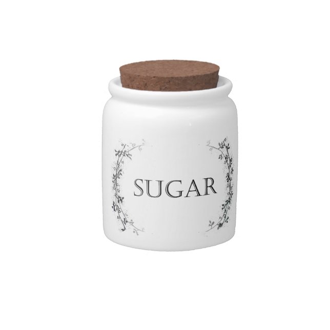 Classic Vine Design Sugar Jar Container (Front)