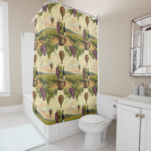 Classic Vineyard Hot Air Balloon Wine Country Shower Curtain