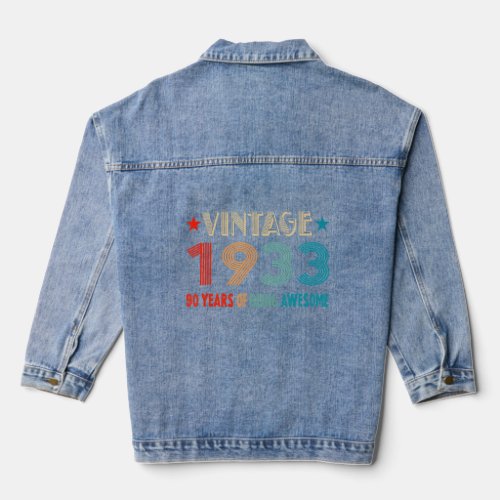 Classic Vintage 1933 90 Years Old Birthday  Denim Jacket