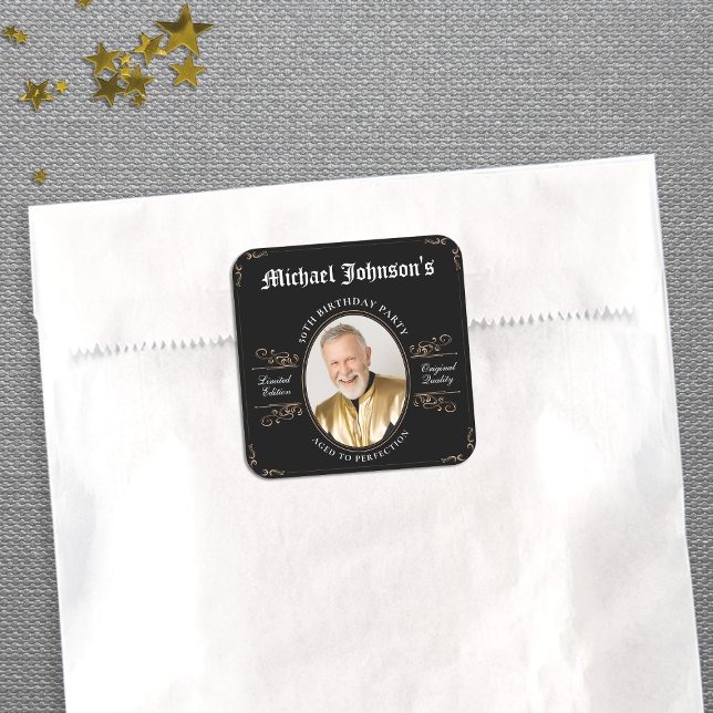 Classic Vintage Aged to Perfection 50th Birthday  Square Sticker (Classic Vintage Aged to Perfection 50th Birthday Square Sticker)