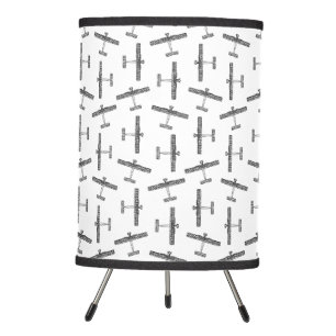 Classic Vintage Airplanes CUSTOM BACKGROUND COLOR Tripod Lamp