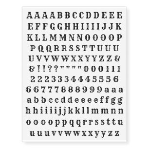 Classic Vintage Alphabets Letters Numbers Knuckle Temporary Tattoos