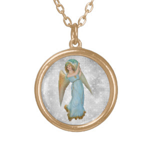 *~* Classic Vintage AP40 Beautiful Angel Palm Gold Plated Necklace