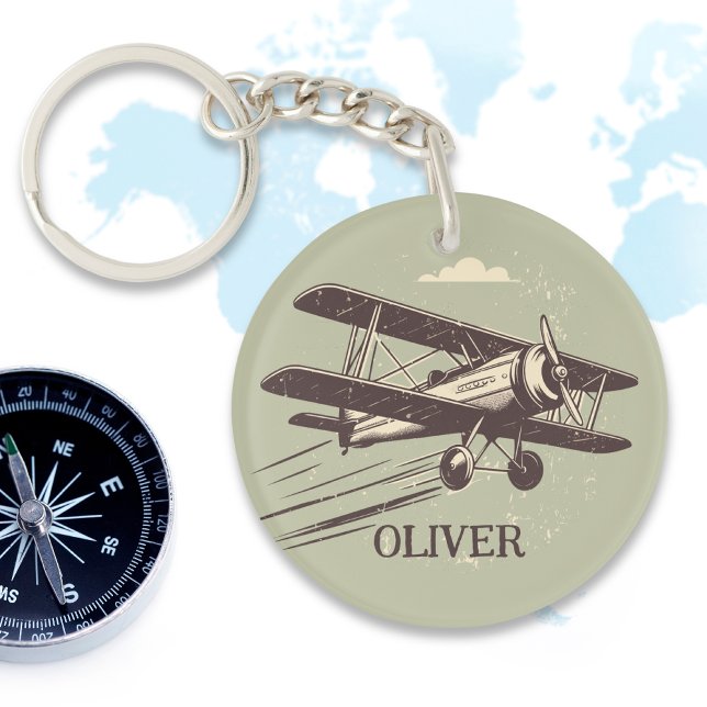 Classic Vintage Biplane Keychain (Creator Uploaded)