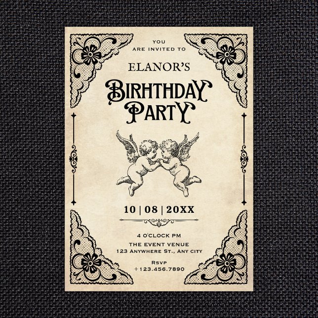 Classic vintage birthday invitation (Creator Uploaded)