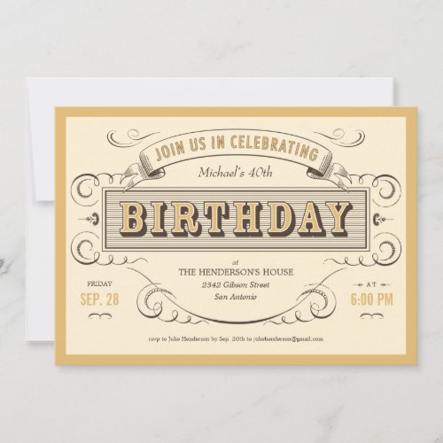 Classic Vintage Birthday Invitations