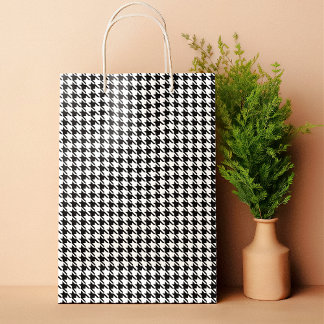 Classic Vintage Black & White Houndstooth Pattern Small Gift Bag