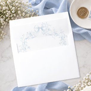 Classic Vintage Blue Floral Wreath Wedding Envelope Liner