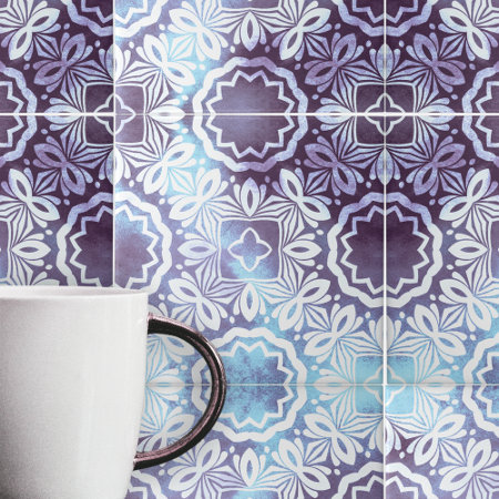 Classic Vintage Blue Gray Geometric Pattern