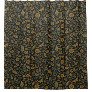 Classic Vintage Botanical Butterfly Floral Shower Curtain