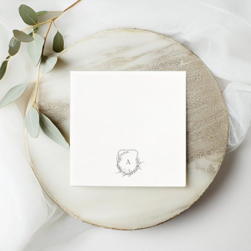 classic vintage botanical floral monogram crest napkins