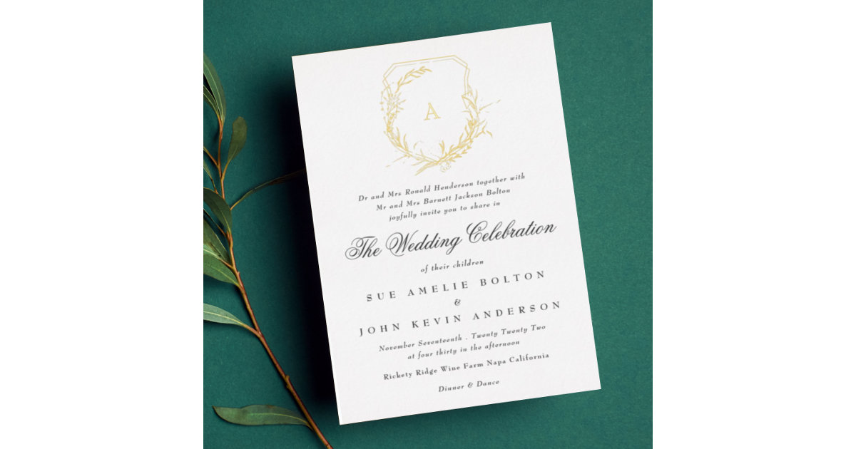 formal fancy monogram Foil-Pressed Wedding Invitations by Phrosne