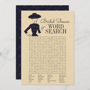 Classic Vintage Bridal Shower Word Search Card
